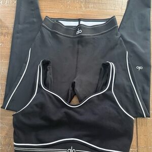 ALO Yoga Charcoal Leggings with White Trim